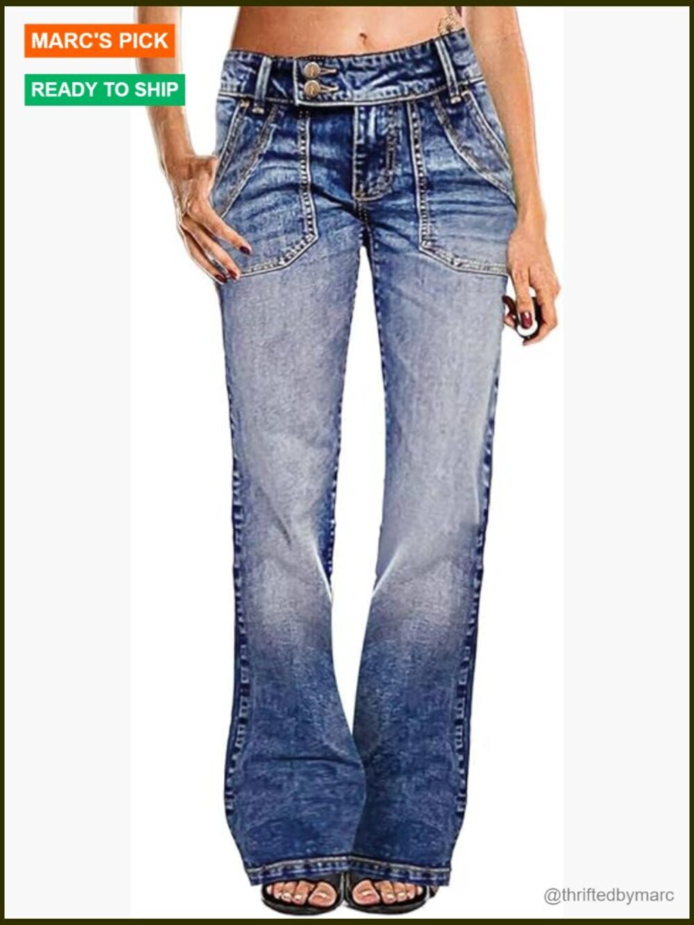 Low Rise Wide Leg Jeans Stretchy Straight Bootcut Denim Pants